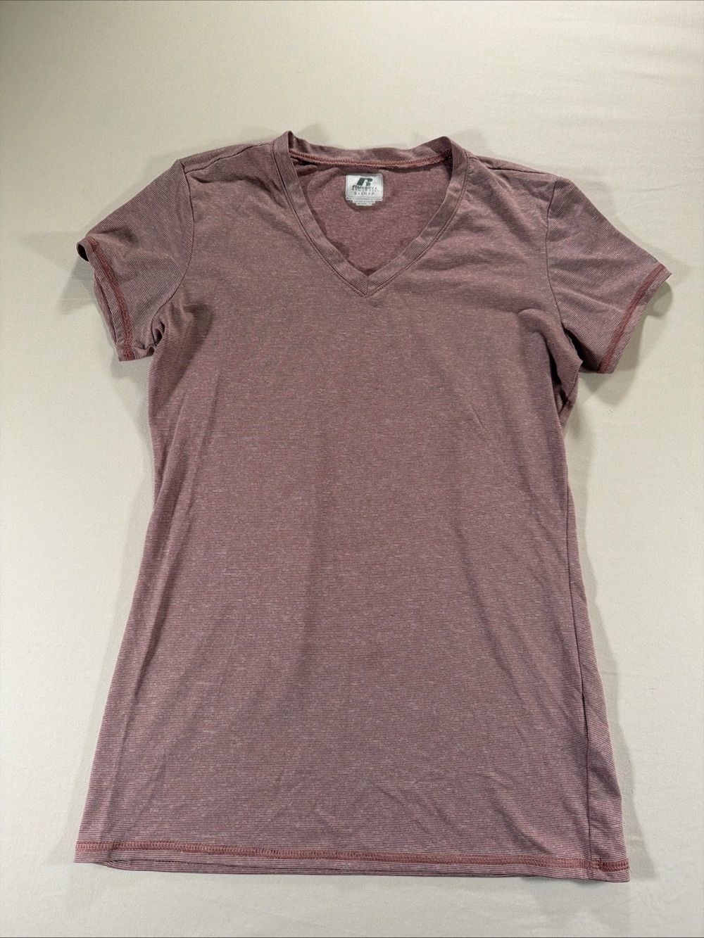Russell Athletic Women's Mauve Heather V-Neck Tee